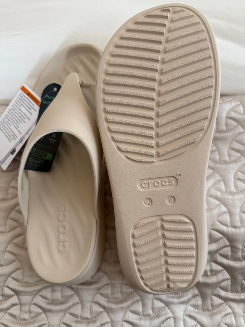CROCS Women’s Minimalist Thong Sandal - Light Beige - Picture 2 of 5